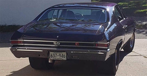 The body design of the 1968 Chevelle SS gives it a menacing look, hinting at the power that lies beneath the hood.